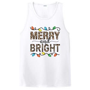 Merry And Bright Christmas Leopard Christmas Lights Tank Top PosiCharge Competitor Tank