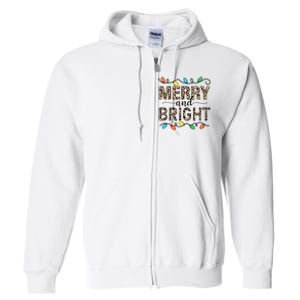 Merry And Bright Christmas Leopard Christmas Lights Tank Top Full Zip Hoodie