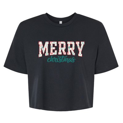 Merry And Bright Christmas Merry Christmas Bella+Canvas Jersey Crop Tee