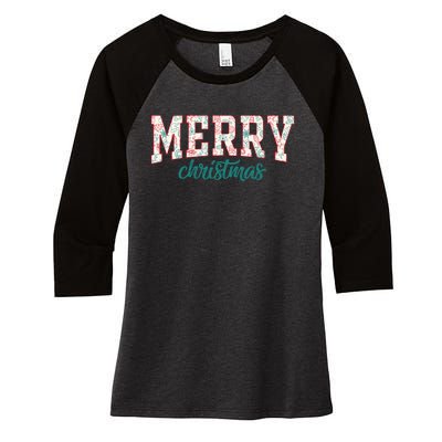 Merry And Bright Christmas Merry Christmas Women's Tri-Blend 3/4-Sleeve Raglan Shirt