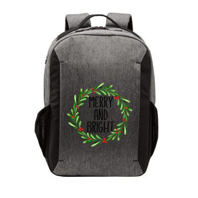 Merry And Bright Christmas Wreath With Holly Berries Vector Backpack