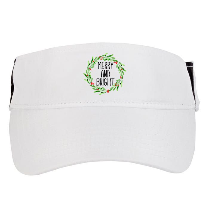 Merry And Bright Christmas Wreath With Holly Berries Adult Drive Performance Visor