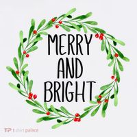 Merry And Bright Christmas Wreath With Holly Berries Short Acrylic Beanie
