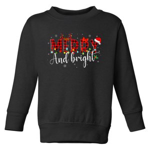 Merry And Bright Christmas Xmas Lights Family Pajama Holiday Toddler Sweatshirt