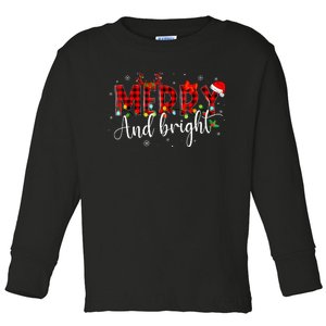 Merry And Bright Christmas Xmas Lights Family Pajama Holiday Toddler Long Sleeve Shirt