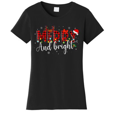 Merry And Bright Christmas Xmas Lights Family Pajama Holiday Women's T-Shirt