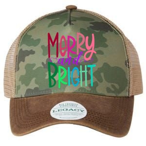 Merry And Bright Colorful Print Letters Christmas Design Legacy Tie Dye Trucker Hat