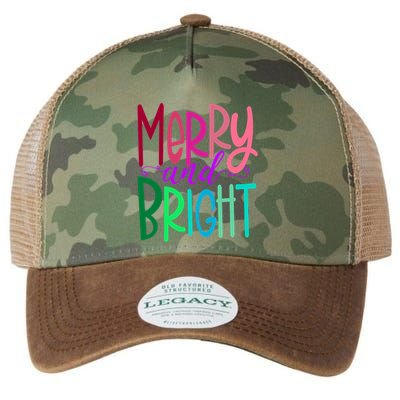 Merry And Bright Colorful Print Letters Christmas Design Legacy Tie Dye Trucker Hat