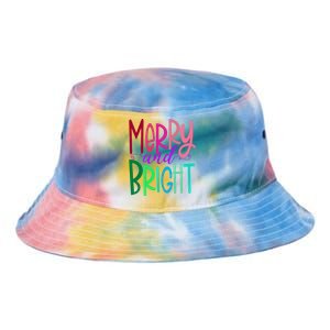 Merry And Bright Colorful Print Letters Christmas Design Tie Dye Newport Bucket Hat