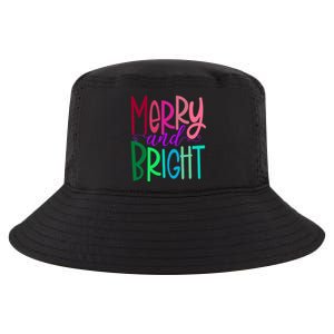 Merry And Bright Colorful Print Letters Christmas Design Cool Comfort Performance Bucket Hat