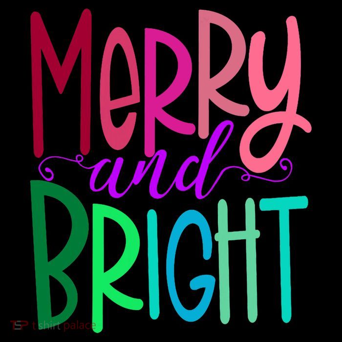 Merry And Bright Colorful Print Letters Christmas Design Tall T-Shirt