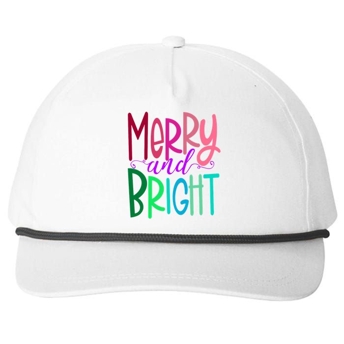 Merry And Bright Colorful Print Letters Christmas Design Snapback Five-Panel Rope Hat