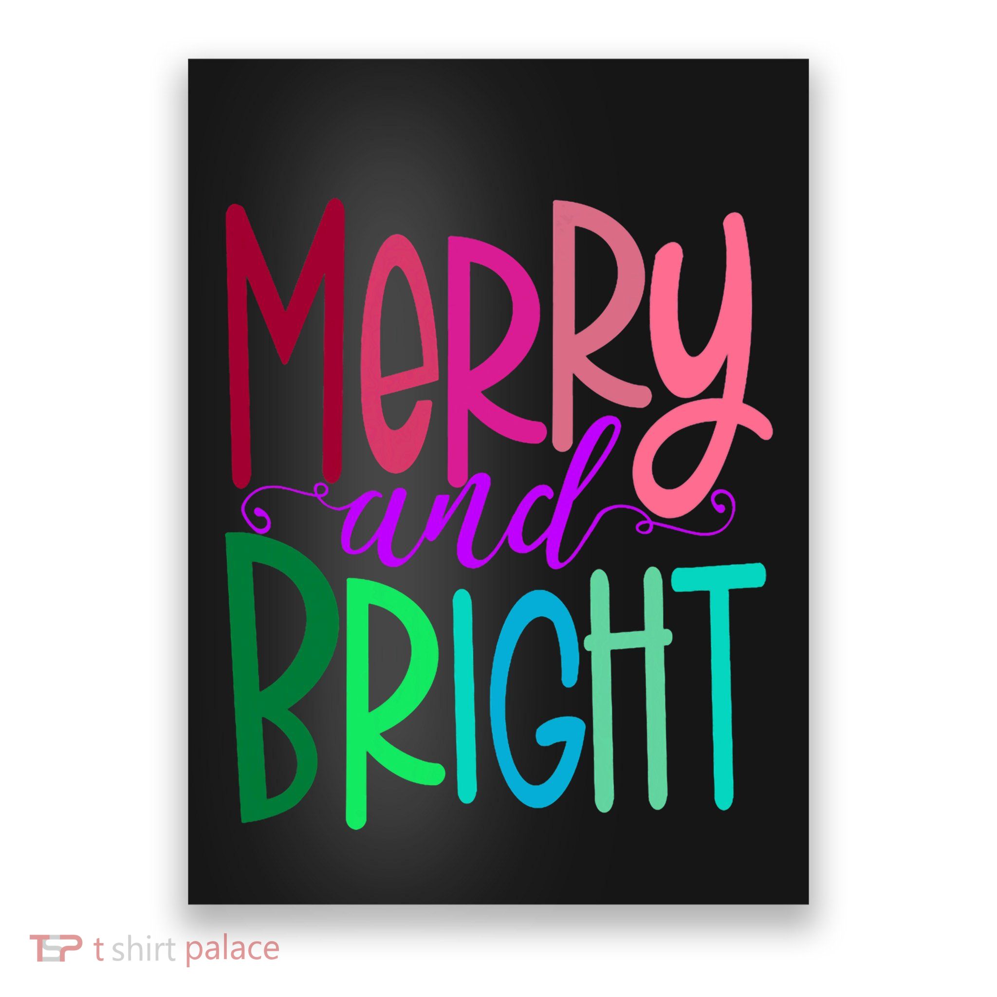 Merry And Bright Colorful Print Letters Christmas Design Poster