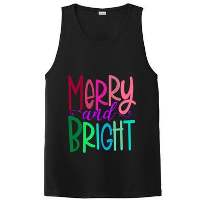 Merry And Bright Colorful Print Letters Christmas Design PosiCharge Competitor Tank