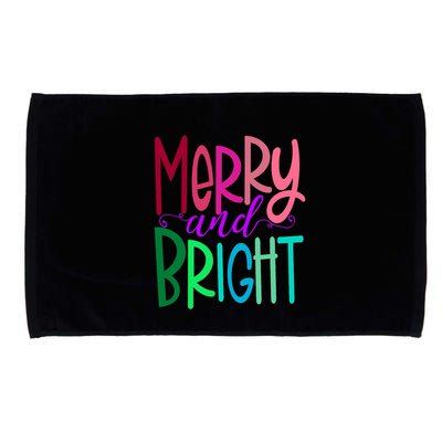 Merry And Bright Colorful Print Letters Christmas Design Microfiber Hand Towel