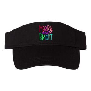 Merry And Bright Colorful Print Letters Christmas Design Valucap Bio-Washed Visor