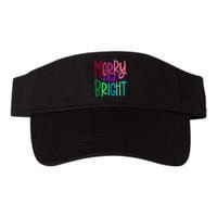 Merry And Bright Colorful Print Letters Christmas Design Valucap Bio-Washed Visor