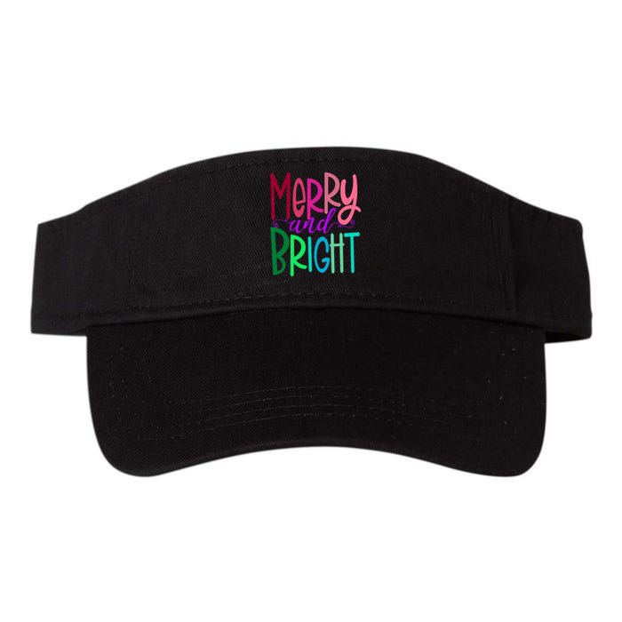 Merry And Bright Colorful Print Letters Christmas Design Valucap Bio-Washed Visor