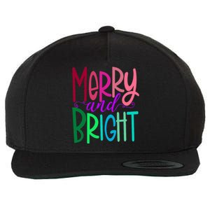 Merry And Bright Colorful Print Letters Christmas Design Wool Snapback Cap