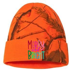 Merry And Bright Colorful Print Letters Christmas Design Kati Licensed 12" Camo Beanie