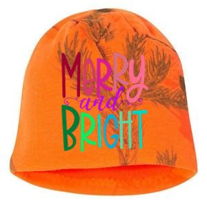 Merry And Bright Colorful Print Letters Christmas Design Kati - Camo Knit Beanie