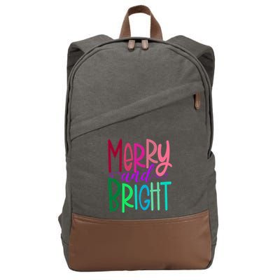 Merry And Bright Colorful Print Letters Christmas Design Cotton Canvas Backpack
