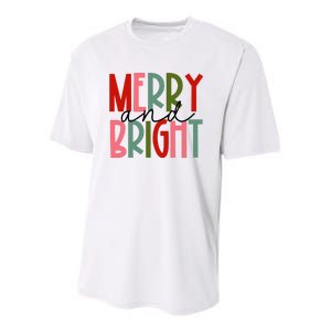 Merry And Bright Christmas Women Girls Kids Toddlers Cute Youth Performance Sprint T-Shirt