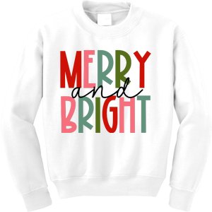 Merry And Bright Christmas Women Girls Kids Toddlers Cute Kids Sweatshirt