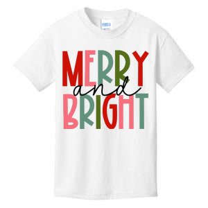 Merry And Bright Christmas Women Girls Kids Toddlers Cute Kids T-Shirt