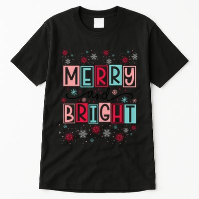 Merry And Bright Christmas Cheer Snowflakes Funny Gift Tall T-Shirt