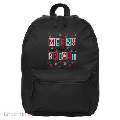 Merry And Bright Christmas Cheer Snowflakes Funny Gift 16 in Basic Backpack