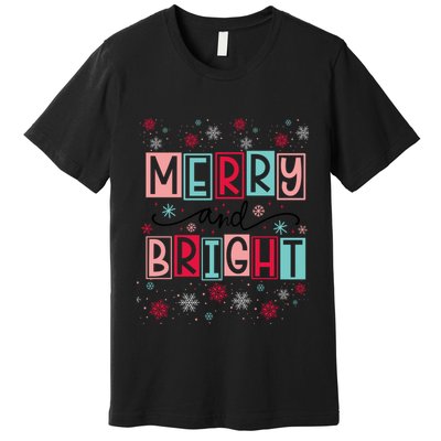 Merry And Bright Christmas Cheer Snowflakes Funny Gift Premium T-Shirt