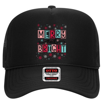 Merry And Bright Christmas Cheer Snowflakes Funny Gift Trucker Hat