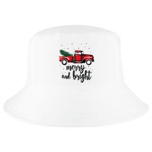 Merry And Bright Cute Red Plaid Truck Happy Holiday Raglan Baseball Cool Comfort Performance Bucket Hat