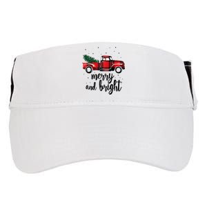 Merry And Bright Cute Red Plaid Truck Happy Holiday Raglan Baseball Adult Drive Performance Visor