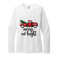 Merry And Bright Cute Red Plaid Truck Happy Holiday Raglan Baseball Womens CVC Long Sleeve Shirt