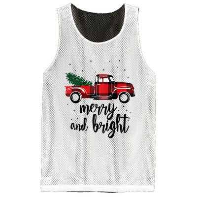 Merry And Bright Cute Red Plaid Truck Happy Holiday Raglan Baseball Mesh Reversible Basketball Jersey Tank