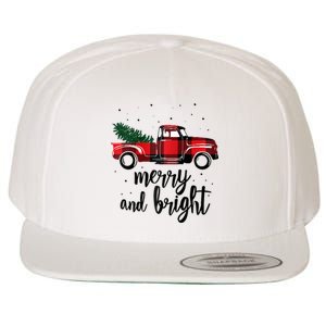 Merry And Bright Cute Red Plaid Truck Happy Holiday Raglan Baseball Wool Snapback Cap