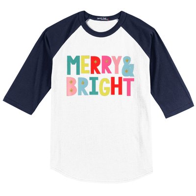 Merry And Bright Fun Colors Premium Baseball Sleeve Shirt