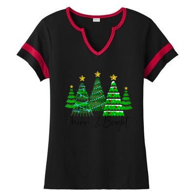 Merry And Bright Funny Christmas Tree Christmas Costume Cute Raglan Baseball Ladies Halftime Notch Neck Tee