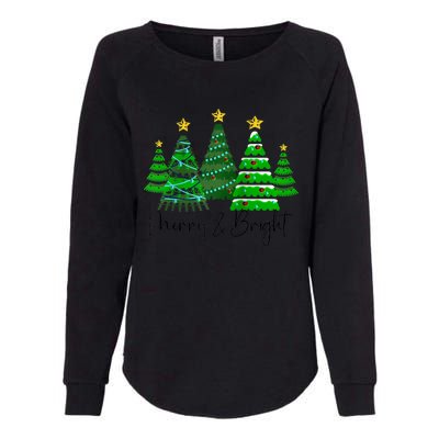 Merry And Bright Funny Christmas Tree Christmas Costume Cute Raglan Baseball Womens California Wash Sweatshirt