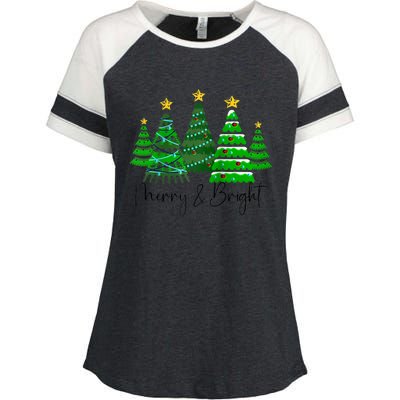 Merry And Bright Funny Christmas Tree Christmas Costume Cute Raglan Baseball Enza Ladies Jersey Colorblock Tee