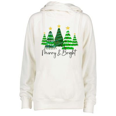 Merry And Bright Funny Christmas Tree Christmas Costume Cute Raglan Baseball Womens Funnel Neck Pullover Hood