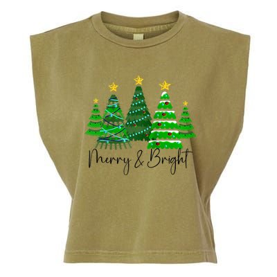 Merry And Bright Funny Christmas Tree Christmas Costume Cute Raglan Baseball Garment-Dyed Women's Muscle Tee