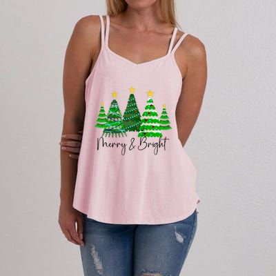 Merry And Bright Funny Christmas Tree Christmas Costume Cute Raglan Baseball Women's Strappy Tank