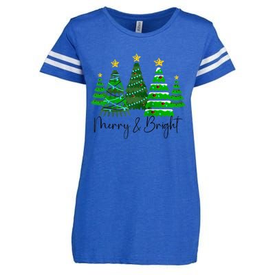 Merry And Bright Funny Christmas Tree Christmas Costume Cute Raglan Baseball Enza Ladies Jersey Football T-Shirt