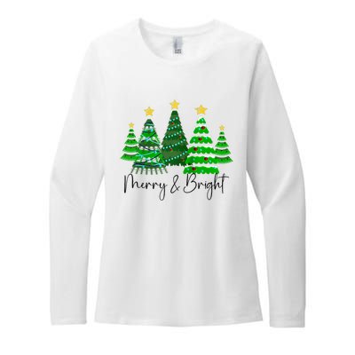 Merry And Bright Funny Christmas Tree Christmas Costume Cute Raglan Baseball Womens CVC Long Sleeve Shirt