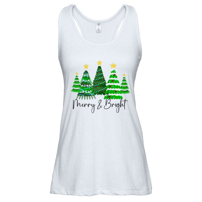 Merry And Bright Funny Christmas Tree Christmas Costume Cute Raglan Baseball Ladies Essential Flowy Tank