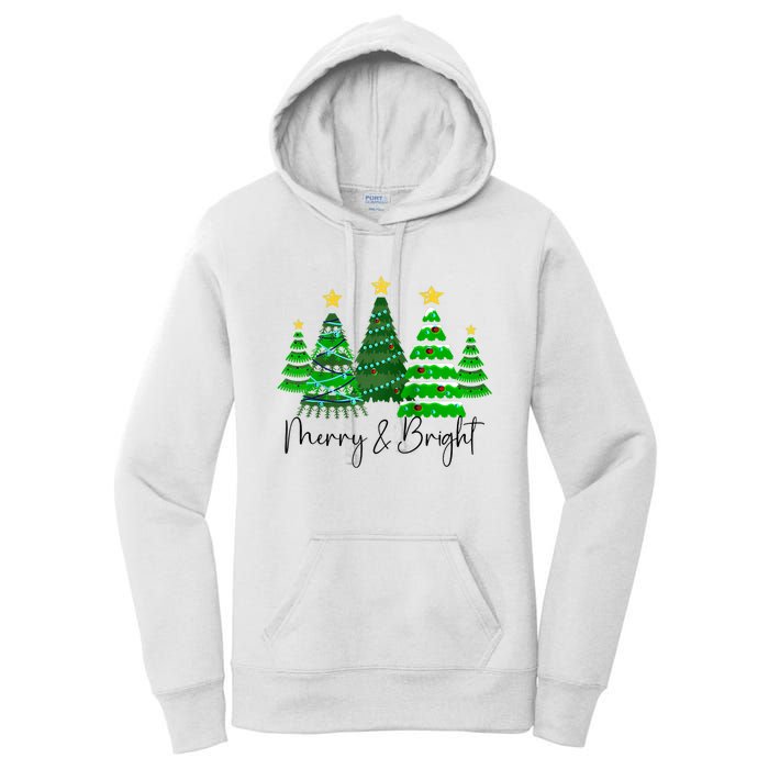 Merry And Bright Funny Christmas Tree Christmas Costume Cute Raglan Baseball Women's Pullover Hoodie