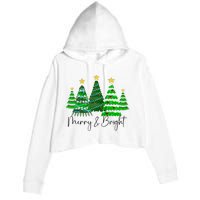 Merry And Bright Funny Christmas Tree Christmas Costume Cute Raglan Baseball Crop Fleece Hoodie